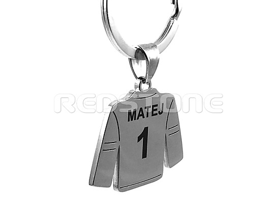 Oceľová kľúčenka hokejový dres s menom a číslom